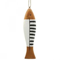 Décoration poisson en bois grand, pendentif poisson bois 38cm