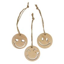 Pendentif en bois Emoticon Emoticon® Ø4cm naturel 24 pcs