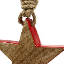 Article Étoile en bois rouge, naturel 10cm à suspendre 1 pce