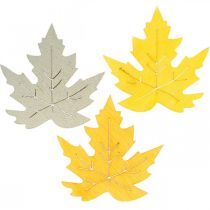 Article Décoration à disperser automne, feuilles d&#39;érable, feuilles d&#39;automne dorées, orange, jaune 4cm 72 pcs