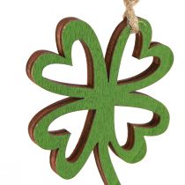 Article Pendentif en bois feuille de trèfle du Nouvel An coloré 5x0,5x8cm 12 pcs