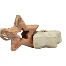 Article Pendentifs en bois étoiles en bois décorations naturelles pour sapin de Noël Ø4,5cm 8pcs