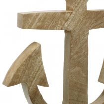 Ancre à Suspendre Cintre Nautique en Bois de Manguier Naturel H24.5cm