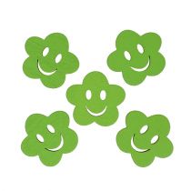 Article Fleur en bois avec visage vert 2,5 cm 48 pcs