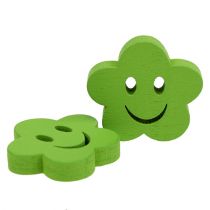 Article Fleur en bois avec visage vert 2,5 cm 48 pcs