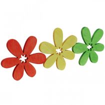 Article Fleurs en bois fleurs de décoration dispersées bois jaune/orange/vert Ø4cm 72 pcs
