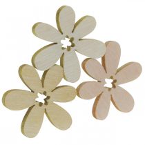 Article Fleurs en bois fleurs de décoration dispersées bois orange/rose/blanc 2cm 144 pcs
