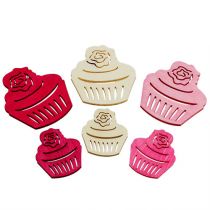 Article Décoration de table cupcakes en bois couleurs pastel muffins décoration anniversaire 24 pcs