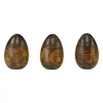 Article Oeufs en bois de manguier marron Oeufs de Pâques en bois H8cm 3pcs