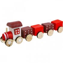 Article Train en bois déco Train de Noël rouge L20cm H6cm 2pcs