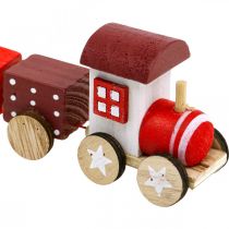 Article Train en bois déco Train de Noël rouge L20cm H6cm 2pcs