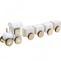 Article Train en bois déco Train de Noël blanc L20cm H6cm 2pcs