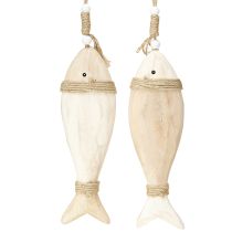 Article Décoration de poisson en bois pendentif maritime Bois de paulownia 27cm 2pcs