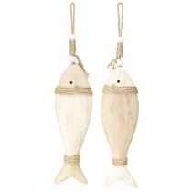 Article Décoration de poisson en bois pendentif maritime Bois de paulownia 27cm 2pcs