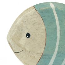Article Poisson décoratif en bois à poser bleu clair naturel 18×10cm