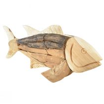 Article Poisson en bois teck décoration de table poisson décoration bois 63cm