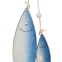 Article Cintres décoratifs poissons en bois poisson bleu blanc 11,5/20cm lot de 2