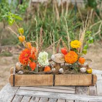 Article Jardinière en bois avec ferrures en métal, forme double brique, jardinière vintage L57cm