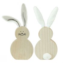 Article Lapin en bois avec oreilles mobiles marron blanc 11,5×27cm 2pcs