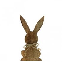 Article Lapin en bois assis, bois de manguier, décoration de Pâques couleurs naturelles H18,5cm