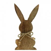 Article Lapin de Pâques en bois, décoration printanière, bois de manguier coloris naturel H30cm