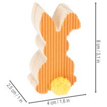 Article Décorations de Pâques en bois, lapins jaunes et oranges, 4 x 8 cm, lot de 6
