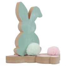 Article Lapins en bois lapins décoratifs décoration de Pâques bois pastel 8,5×16cm 6 pcs