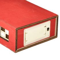 Article Décoration de maison en bois maison lumineuse bois rouge et blanc pour batterie H19.5cm