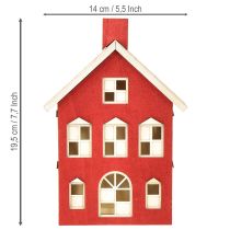 Article Maison en bois lumineuse Rouge et blanc Pour batterie H19;5cm