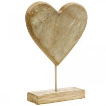 Coeur en bois coeur sur baton déco coeur bois naturel 25,5cm H33cm