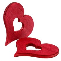 Coeur en bois pour saupoudrer rouge 4cm 72pcs