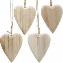 Coeurs en bois à suspendre naturel 10cm 4pcs