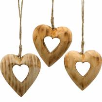 Pendentif coeur décoratif, coeur en bois, Saint Valentin, pendentif en bois, décoration de mariage 6pcs