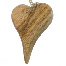 Suspension déco coeur en bois décoration bois coeur à suspendre nature 14cm