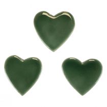 Article Coeurs en bois coeurs décoratifs vert bois brillant 4,5 cm 8 pcs