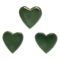 Article Coeurs en bois coeurs décoratifs vert bois brillant 4,5cm 8pcs