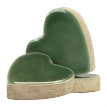 Article Coeurs en bois coeurs décoratifs vert bois brillant 4,5cm 8pcs