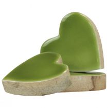 Article Coeurs en bois coeurs décoratifs bois vert clair effet brillant 4,5cm 8pcs