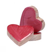 Article Coeurs en bois coeurs décoratifs rose brillant décoration dispersée 4,5 cm 8pcs