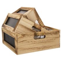 Article Boîte en bois avec tableau noir et insert, lot de 3 tailles, 30 cm