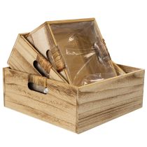 Article Boîte en bois avec tableau noir et insert, lot de 3 tailles, 30 cm