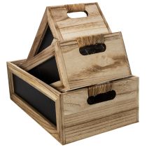 Article Boîte en bois avec tableau noir pour étiquetage, lot de 3, 36 cm