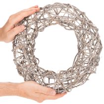Article Couronne en bois, couronne décorative, blanc naturel, Ø30cm, H9.5cm