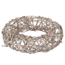 Article Couronne en bois, couronne décorative, blanc naturel, Ø30cm, H9.5cm