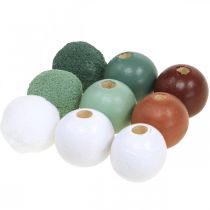 Perles en bois boules en bois pour artisanat triées vert Ø3cm 36pcs