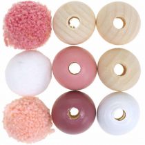 Article Perles en bois boules en bois pour artisanat roses triées Ø3cm 36pcs