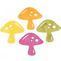 Article Champignons épars, décorations d&#39;automne, champignons porte-bonheur à décorer orange, jaune, vert, rose H3,5 / 4cm L4 / 3cm 72pcs