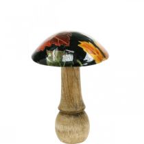 Déco de table champignon bois déco feuilles d&#39;automne noir, coloré Ø10cm H15cm