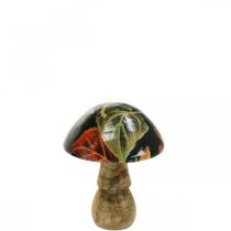 Feuilles de champignon en bois décoration d&#39;automne champignon bois de manguier noir, coloré Ø8cm H10.5cm