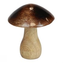 Décoration champignon en bois effet brillant marron naturel Ø10cm H12cm